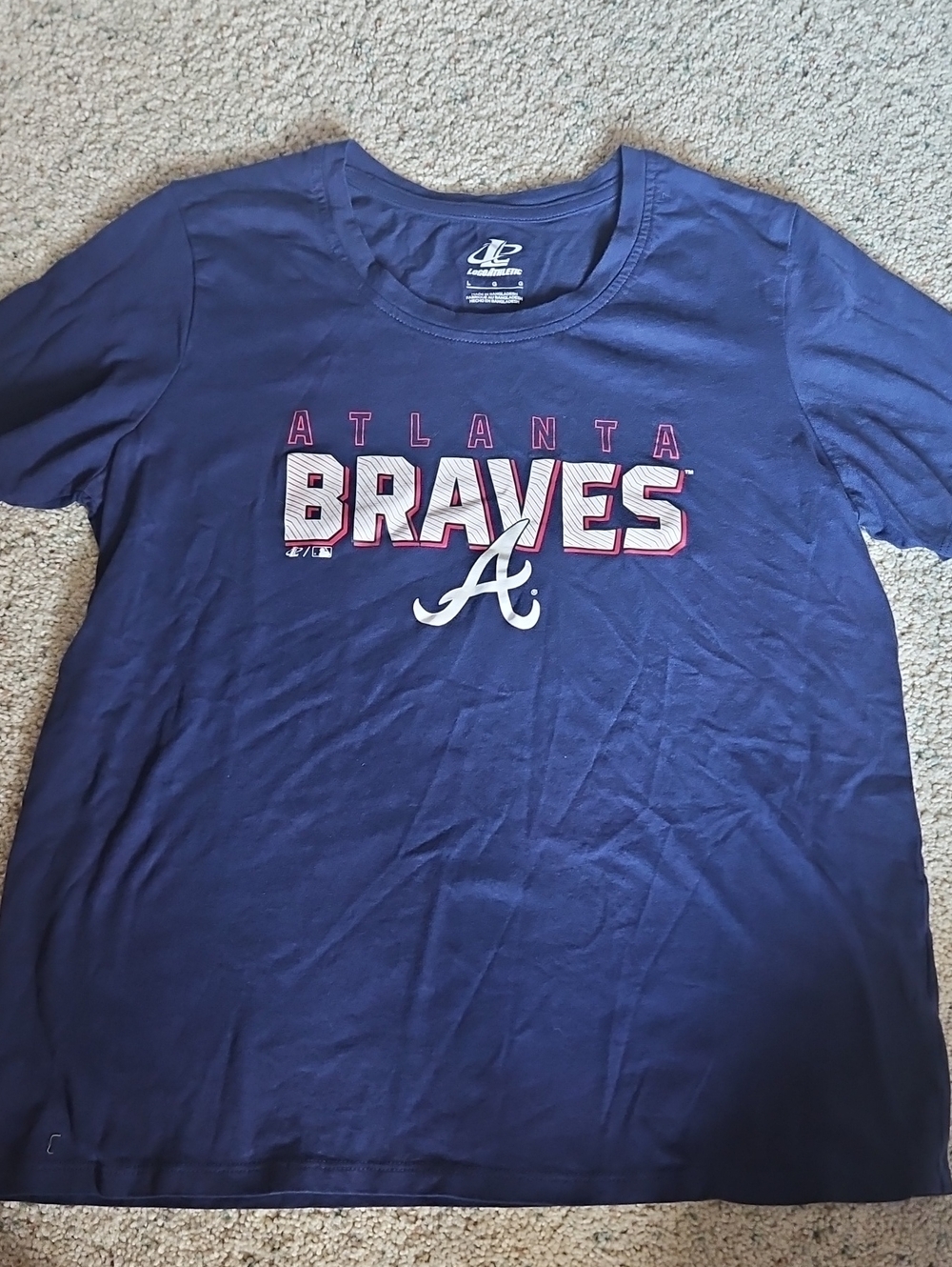 Logo Athletic Navy Atlanta Braves Graphic Tee